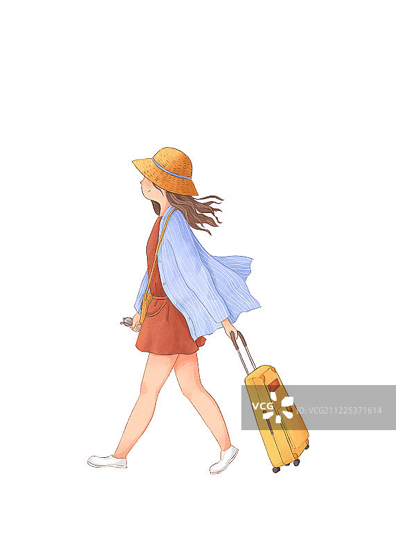 女孩旅行插画2人物图片素材