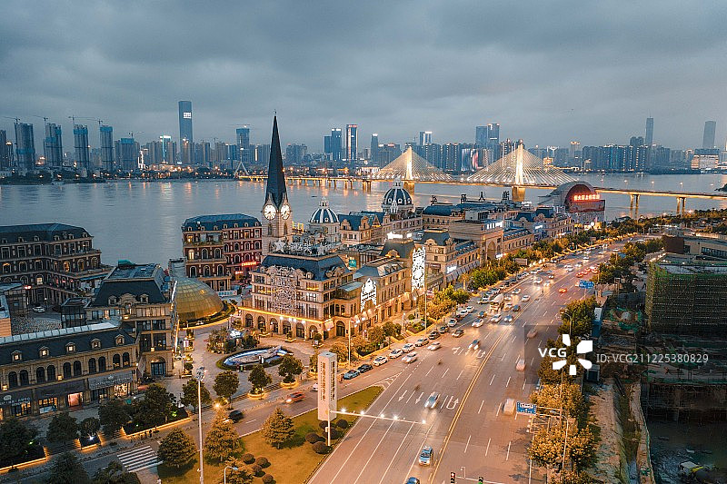 高视角拍摄长沙城市风光图片素材