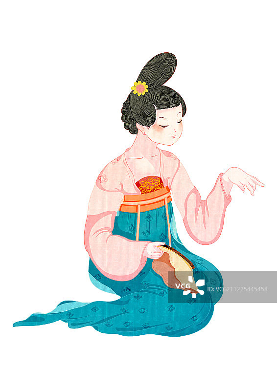 宫女刺绣图片素材