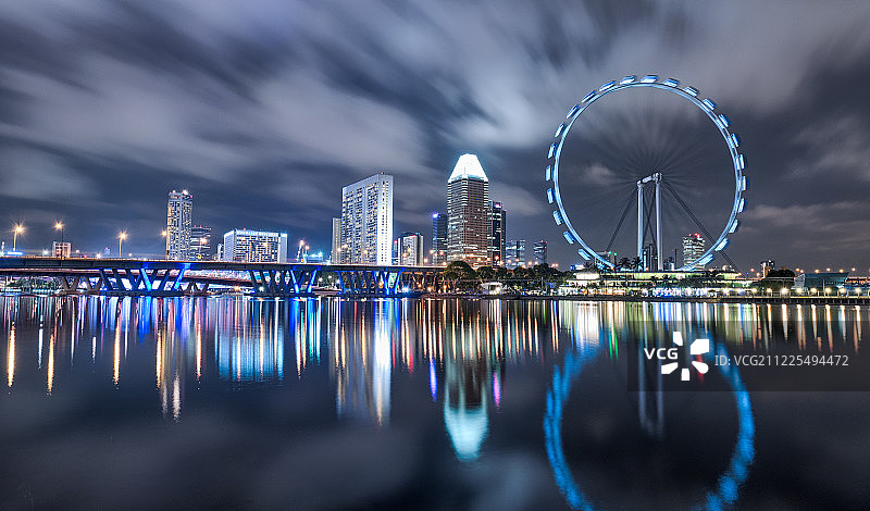 新加坡摩天观景轮天际线图片素材