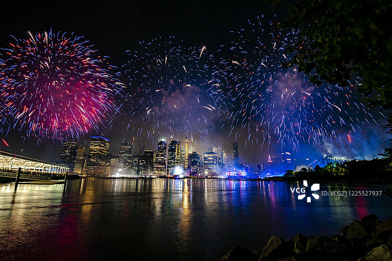 纽约梅西百货7月4日烟花表演图片素材