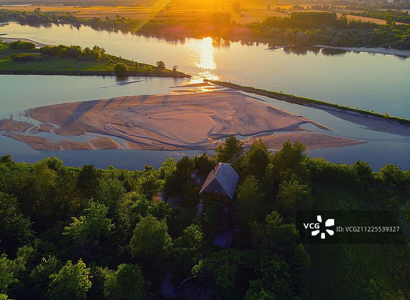 波兰卡齐米日多尔尼河流航拍图片素材