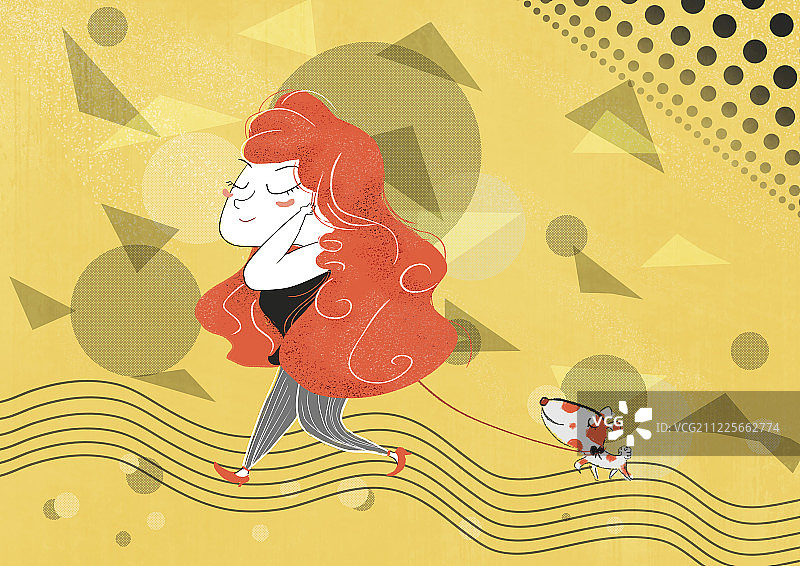 人物插画红发女郎图片素材