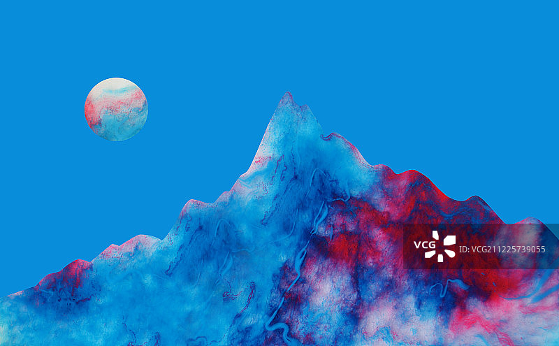 炫彩流体山脉肌理拼贴创意图图片素材