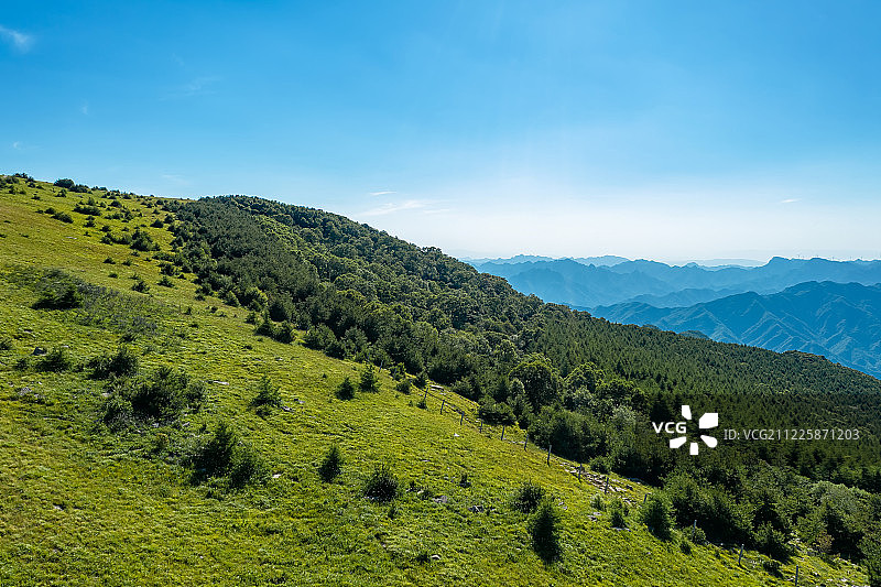 日落时分新疆伊犁高山草甸户外风光航拍视角图片素材