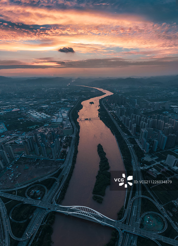 甘肃兰州日落黄河图片素材