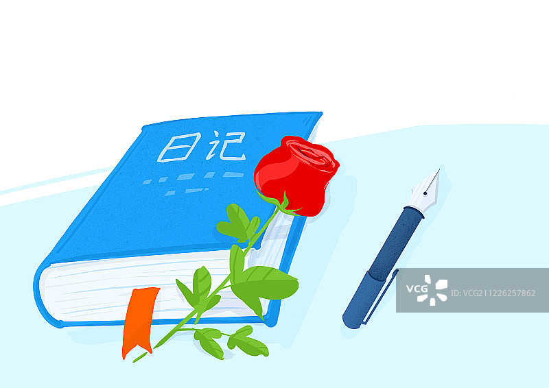 简约插画，爱情日记本子图片素材