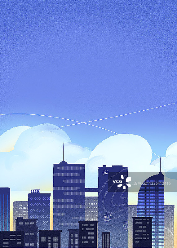 扁平插画霞光都市图片素材