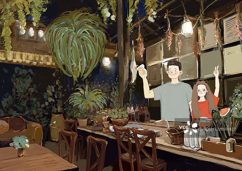 夏夜小酒馆图片素材