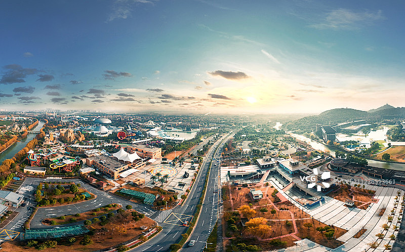月湖雕塑公园航拍全景图片素材