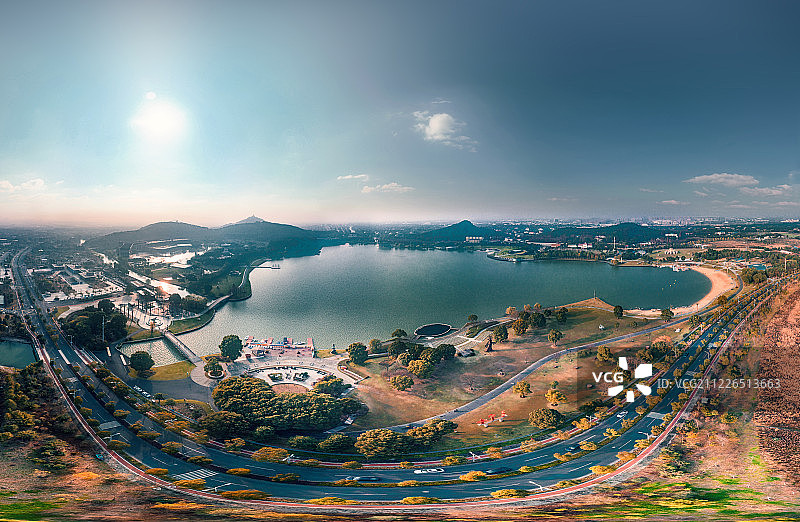 月湖雕塑公园航拍全景图片素材