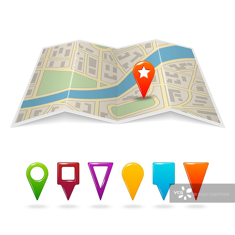带有图钉的城市地图图片素材