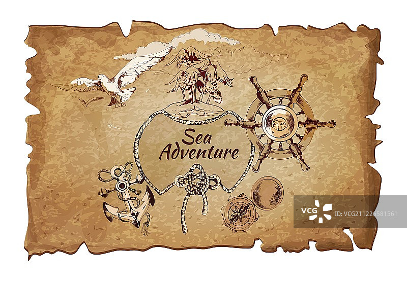 海上探险复古海报图片素材