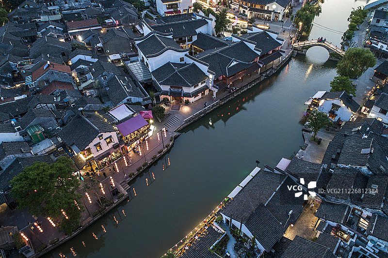 江南水乡 嘉兴 西塘古镇 航拍图片素材