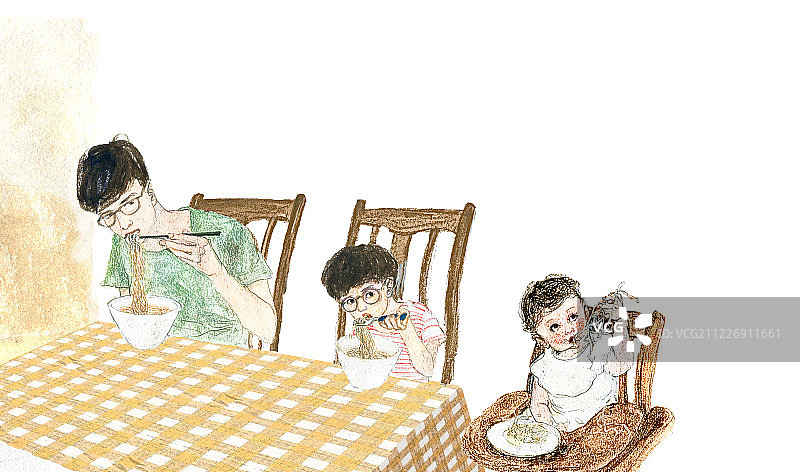 左撇子父亲和孩子们图片素材