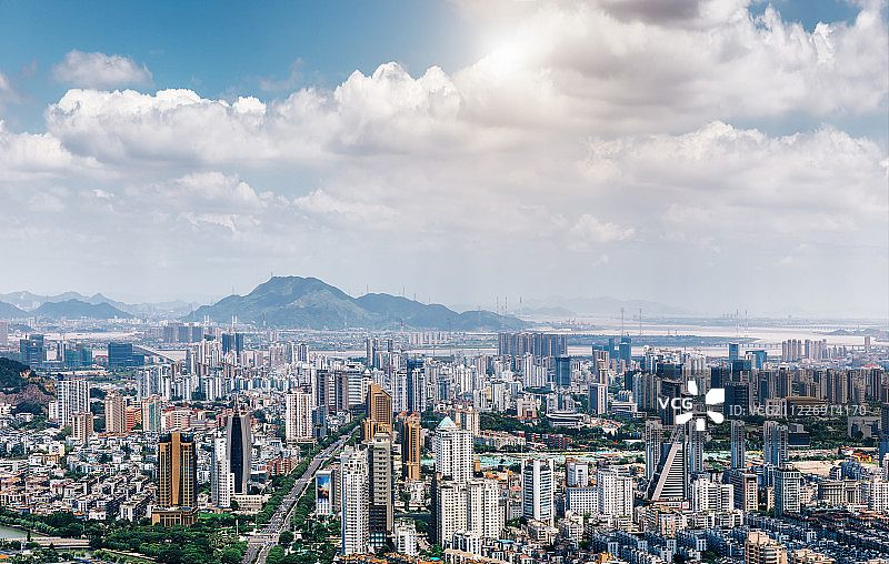浙江沿海城市温州鹿城城市风光全景图片素材