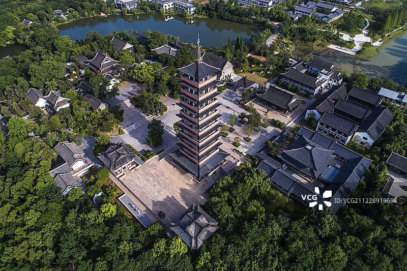 扬州 大明寺 栖灵塔 航拍图片素材