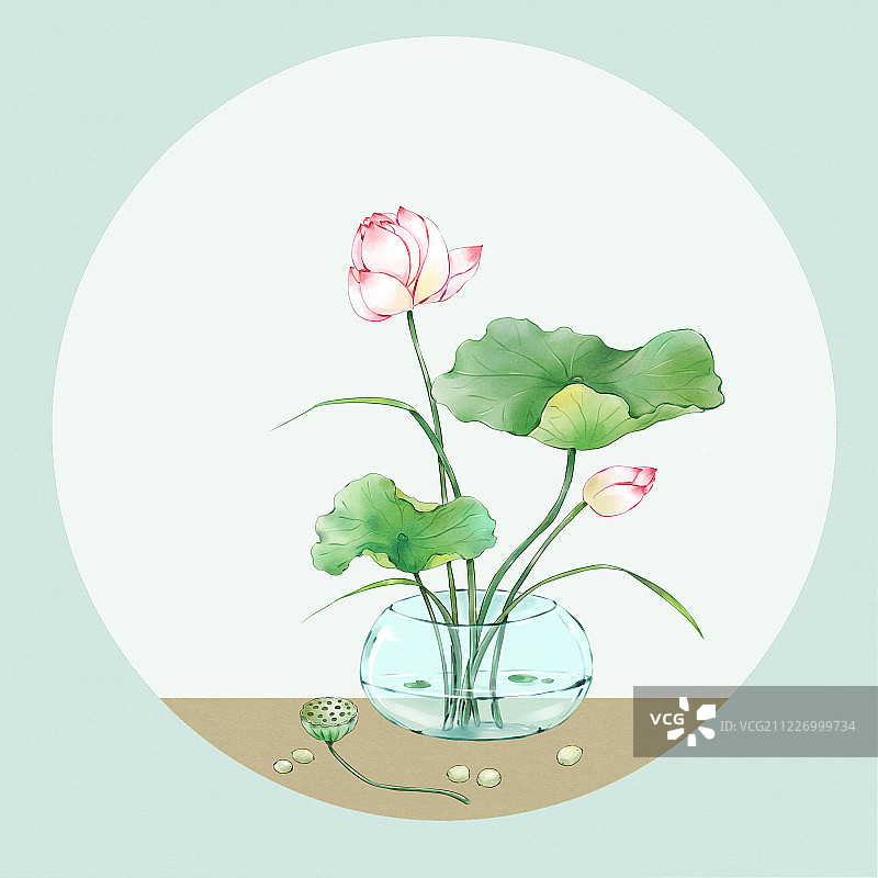 清凉一夏插花系列-荷图片素材