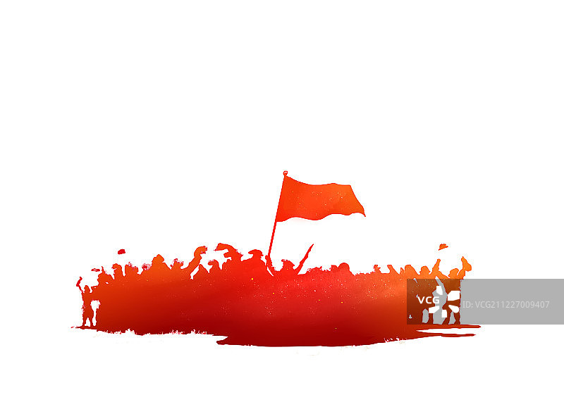 军人打仗胜利红色剪影插画图片素材