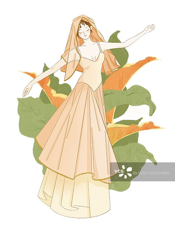 异域少女跳舞组合插画元素图片素材