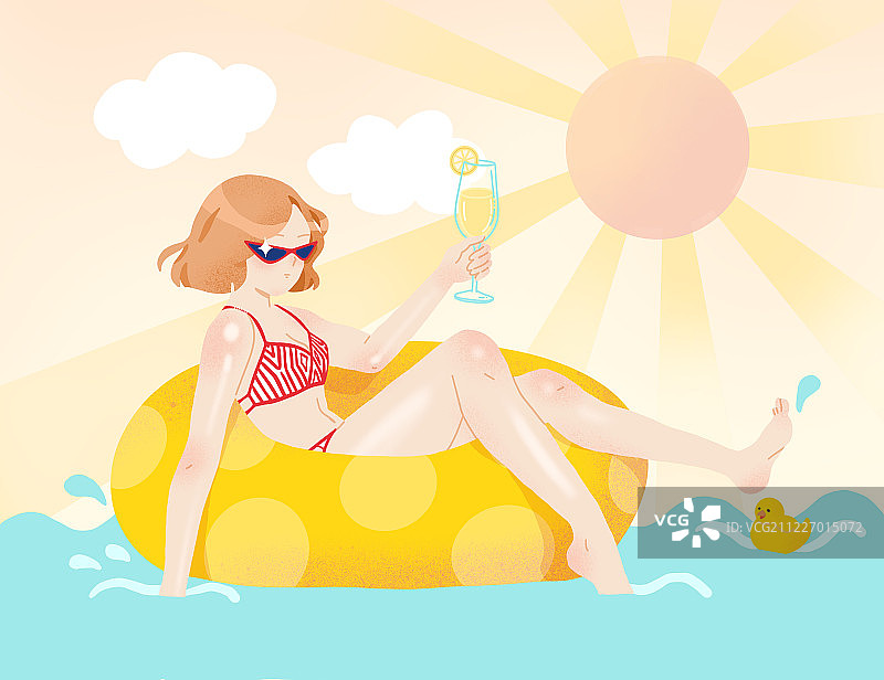 夏日泳池派对清凉一夏插画海报图片素材