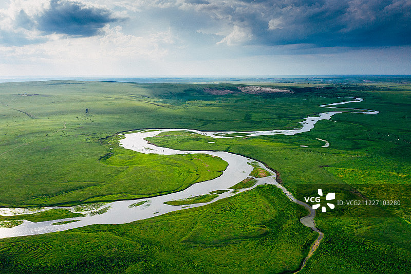 内蒙古呼伦贝尔草原河曲图片素材