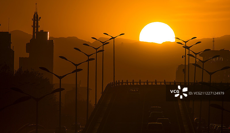 长安街日落图片素材