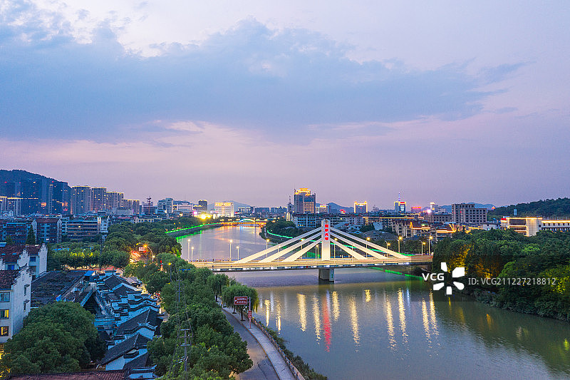 诸暨浣纱大桥夜景图片素材