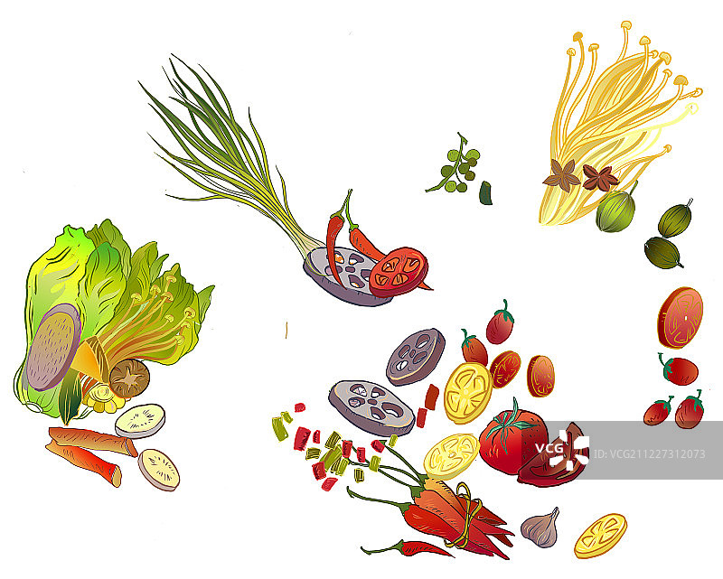 麻辣美食街-插画图片素材