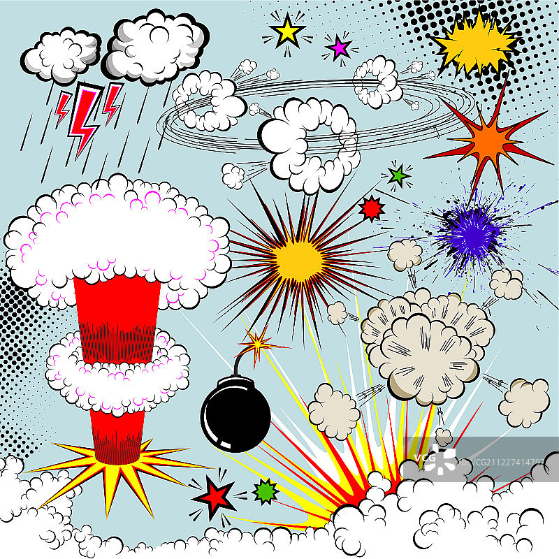 漫画书爆炸效果矢量素材图片素材