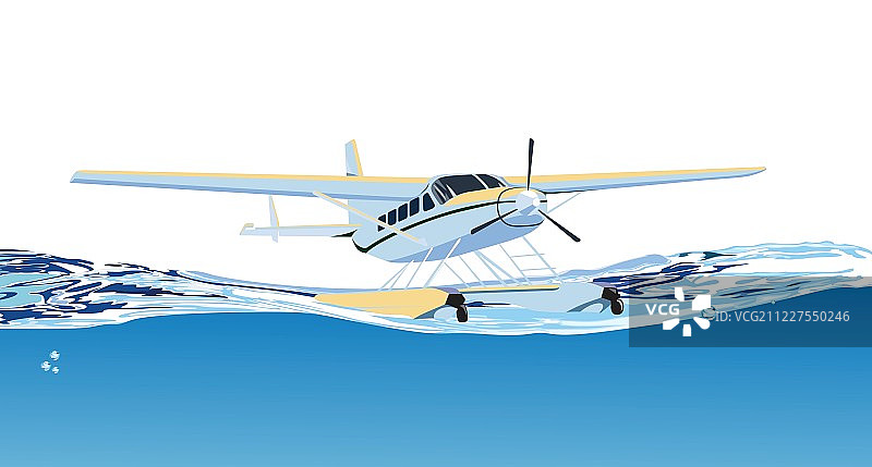 水上飞机在海面上图片素材