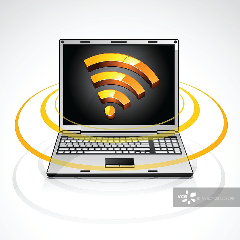 带有RSS订阅符号的笔记本电脑图片素材