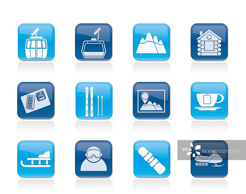 滑雪道与运动图标图片素材