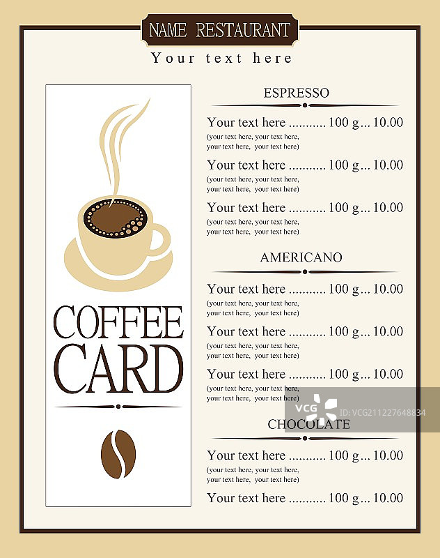 咖啡价格图片素材