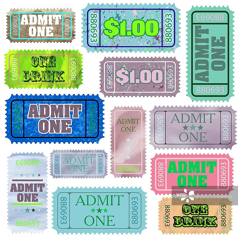 单张入场券EPS 8套装图片素材