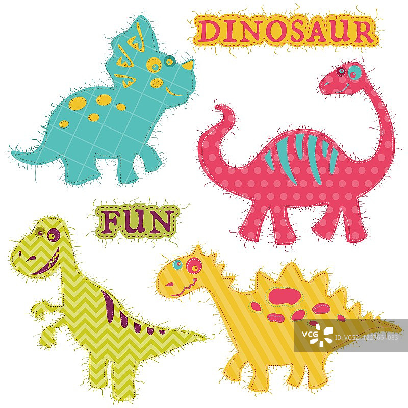 剪贴簿设计元素 - 可爱恐龙套装图片素材