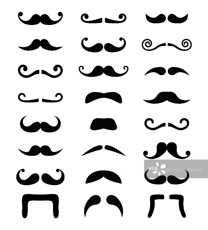 胡子图标隔离集图片素材