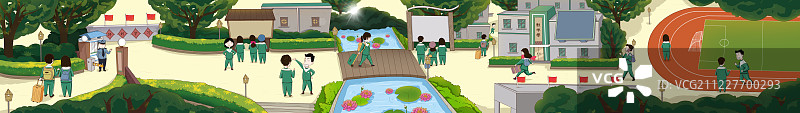 学校场景校园长图大尺寸人物版图片素材