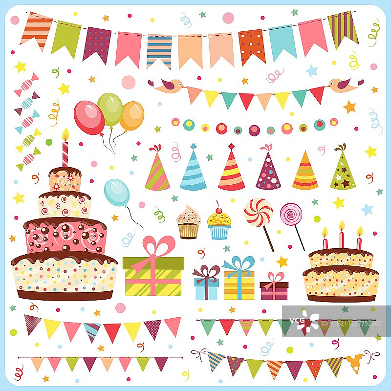 生日派对元素合集图片素材