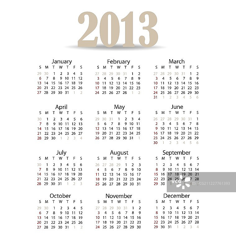 2013年简约日历图片素材