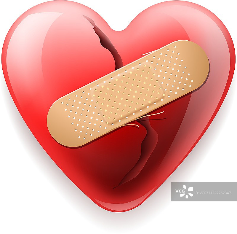 白色背景上带有膏药的心形图片素材