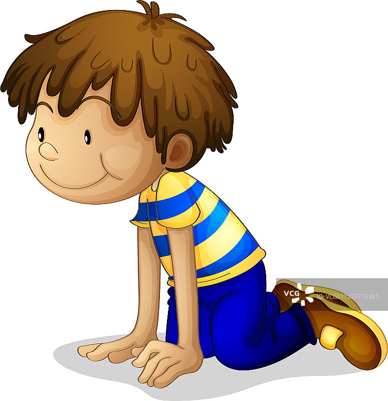 卡通男孩跪着图片素材