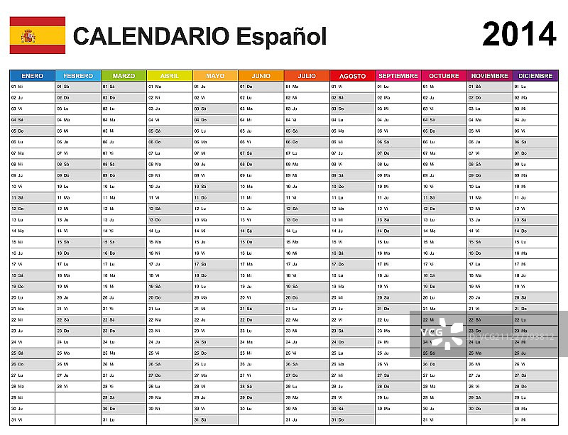 2014年西班牙日历图片素材