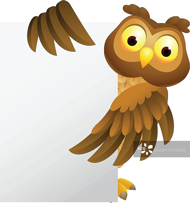 带空白标志的卡通猫头鹰图片素材