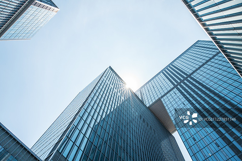 仰视杭州城市现代建筑图片素材