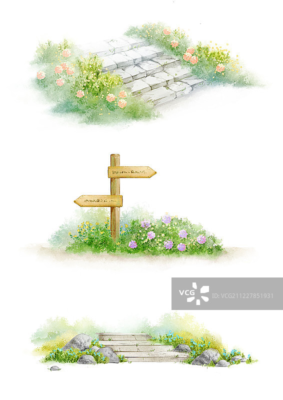 水彩风景插画7图片素材