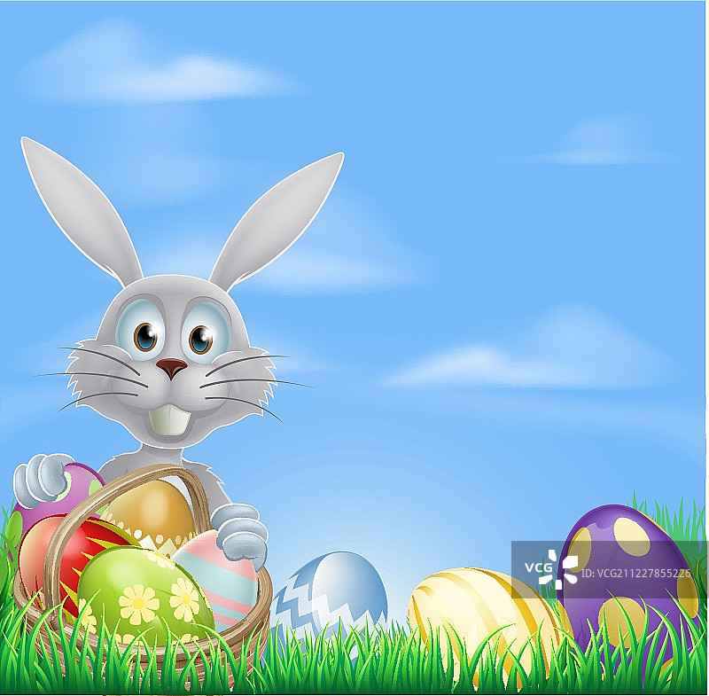 兔子和巧克力复活节彩蛋图片素材