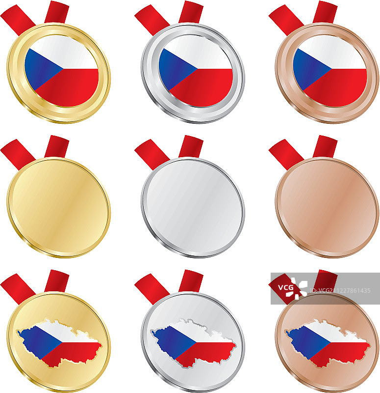 奖牌形状的捷克矢量国旗图片素材