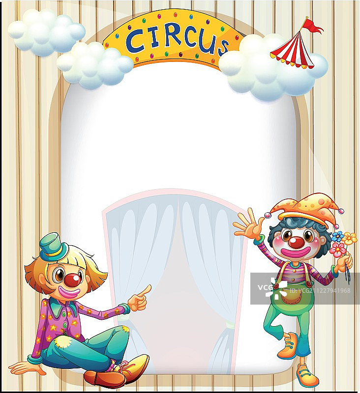 马戏团入口处的男女小丑图片素材