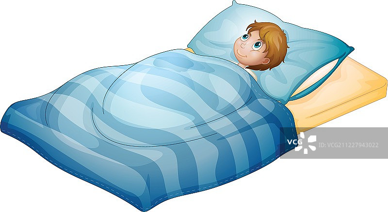 男孩躺在床上图片素材